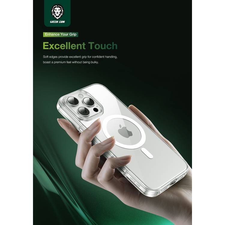 Green Lion MagSafe Crystal Clear Case for iPhone 16 Pro Max, Anti-Scratch, Anti-Fingerprint, Ultra-Drop Protection, Camera Protection - Clear