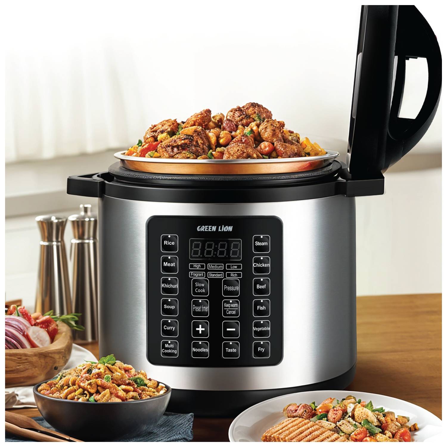 Buy Green Lion 6L Electric Pressure Cooker in UAE 14 Cooking Modes Black Color GNEPCOKR6LBK