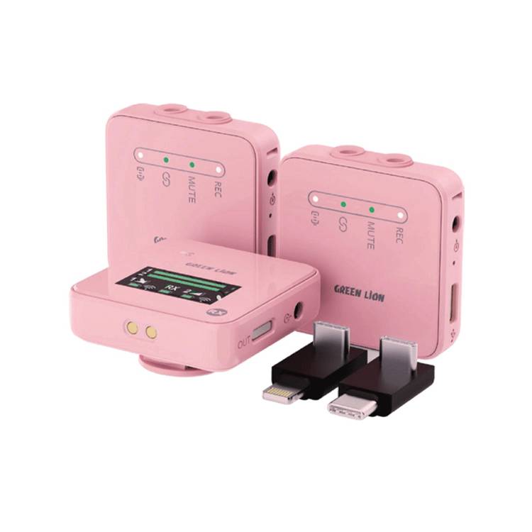 Green Lion GLM Professional Wireless Microphone, 360° Pick up, Compact & Portable, Environment Noise Cancellation - Pink