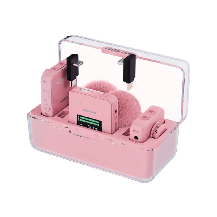 Green Lion GLM Professional Wireless Microphone, 360° Pick up, Compact & Portable, Environment Noise Cancellation - Pink