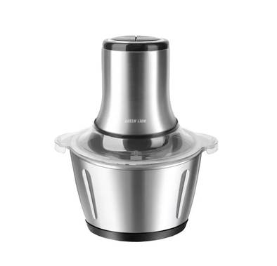 Green Lion Food Grinder with 3L Capacity & 2 Separate Bowls, Double Speed Grinding, 6 Powerful Blades, High-Temperature Resistant, Anti-Rust Coating, Stainless Steel Material, High-Speed Motor - Silver
