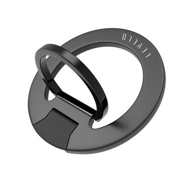 Levelo Gia Magsafe Phone Ring Holder & Mount with Full Rotation 360°, Non-Slip Surface, Comfortable Grip, Strong Magnetic Force, Laptop Mount, MagSafe Compatible - Black