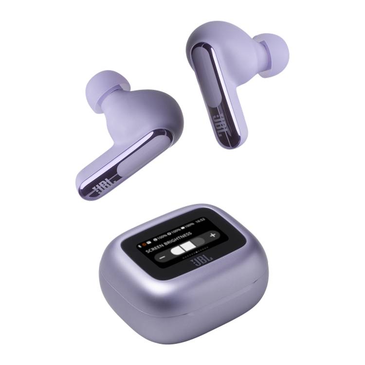 JBL Live Beam 3 In-Ear Earbuds with Display & Mic, True Wireless, 48 Hours Working Time, Type-C & Wireless Charging, ENC, ANC - Purple