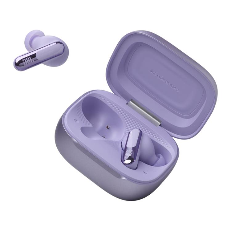 JBL Live Beam 3 In-Ear Earbuds with Display & Mic, True Wireless, 48 Hours Working Time, Type-C & Wireless Charging, ENC, ANC - Purple