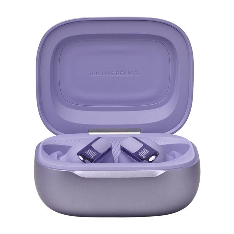 JBL Live Beam 3 In-Ear Earbuds with Display & Mic, True Wireless, 48 Hours Working Time, Type-C & Wireless Charging, ENC, ANC - Purple