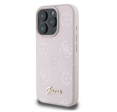 Guess Peony Hard Case for iPhone 16 Pro with Slim & Lightweight Design, Super Durable Materials, Comfortable Grip, Drop Protection - Pink