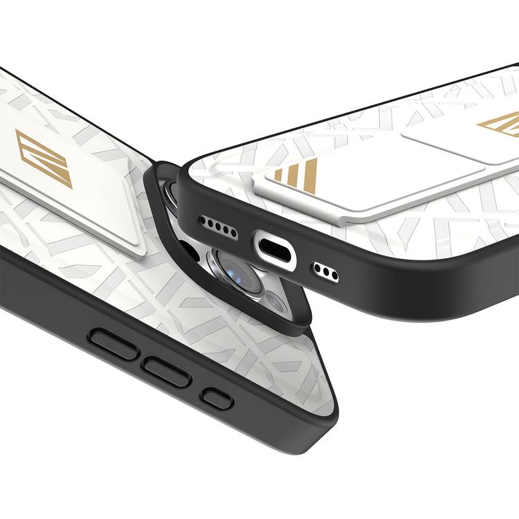 Levelo Morphix Cuero Gripstand Case for iPhone 16 Pro Max, Built-in Grip, Easy Snap On, Impact Resistance Corners - White