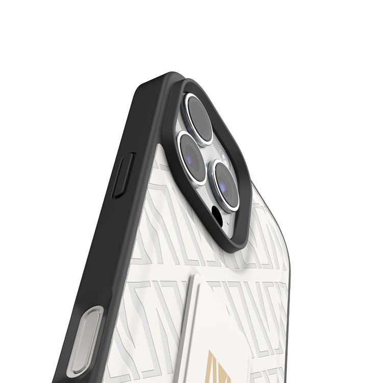 Levelo Morphix Cuero Gripstand Case for iPhone 16 Pro Max, Built-in Grip, Easy Snap On, Impact Resistance Corners - White