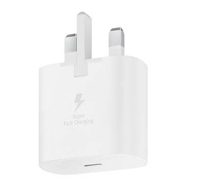 Samsung 25W PD USB-C Adapter 3 pin, Supports super fast charging with 25 watts  - White