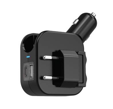 Green Lion Duo Power Car & Wall Charger, PC & Copper Material, Compact Design, Durable Build, EU PLUG, PD 20W - Black