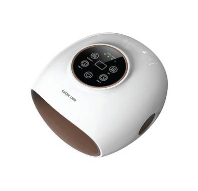 Green Lion Mini Hand Massager with 4 Intensity Levels, 15-Minute Auto Timer, 5 Hours Working Time, 2 Heating Levels, 2500mAh Battery, LED Display - White