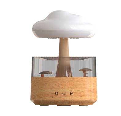 Green Lion Rain Cloud Diffuser, 3 Rainfall Modes, Colorful Ambiance Lights, Automatic Shutdown, Simulated Raindrop, Timing Protection, Anti Spill, 300mL Capacity - Wood
