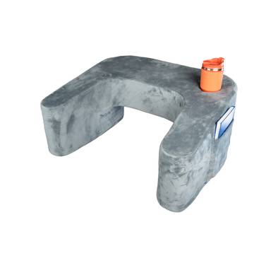 Porodo Lifestyle Laptop Desk Pillow with Large Side Pocket, Washable Cover, Cup Holder, High Density Foam - Gray