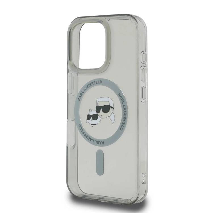 Karl Lagerfeld Magsafe IML Hard Case For iPhone 16 Pro with Karl & Choupette Head, Magsafe Compatible, Slim Profile, Lightweight, Easy Snap-on, Drop Protection, Sustainable Packing - Black