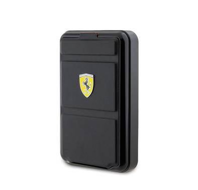 Ferrari PU 10000mAh Powerbank with Stand Function, MagSafe Compatibility, 15W Wireless Charging, Ferrari Metal Logo, Compact and Lightweight Design, Type-C Charging Port - Black