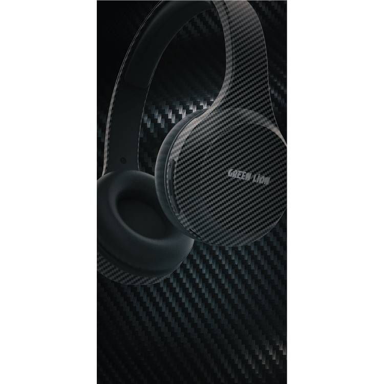Green Lion Carbon Beat Headphones, 5.3 Bluetooth Version , 25 Hours of Playing time, 10 m Maximum Range, Input Microphone, AUX Support - Black
