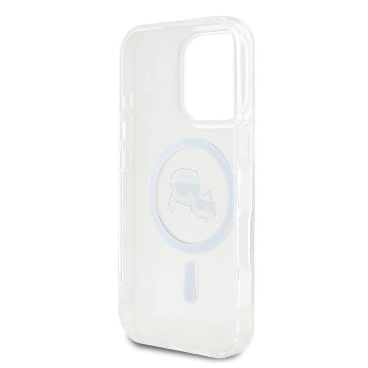 Karl Lagerfeld Magsafe IML Hard Case For iPhone 16 Pro Max with Karl & Choupette Head, Magsafe Compatible, Slim Profile, Lightweight, Easy Snap-on, Drop Protection, Sustainable Packing - White