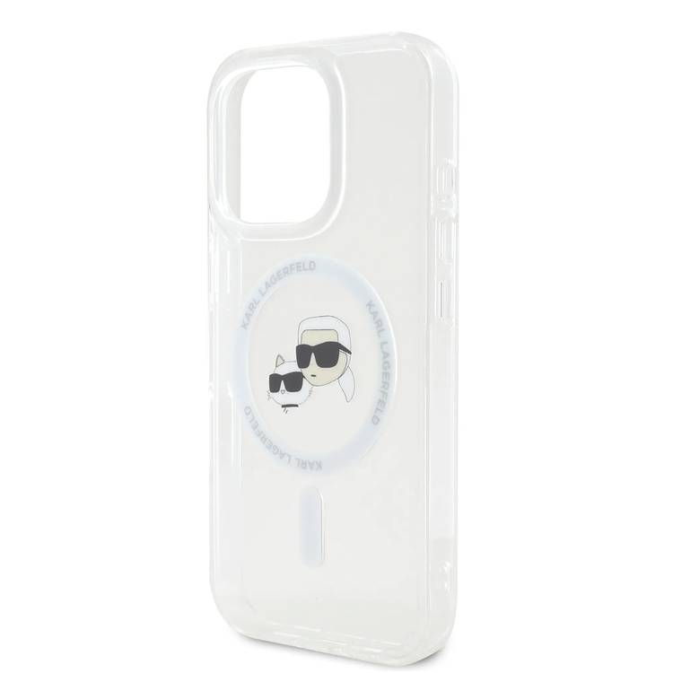 Karl Lagerfeld Magsafe IML Hard Case For iPhone 16 Pro Max with Karl & Choupette Head, Magsafe Compatible, Slim Profile, Lightweight, Easy Snap-on, Drop Protection, Sustainable Packing - White