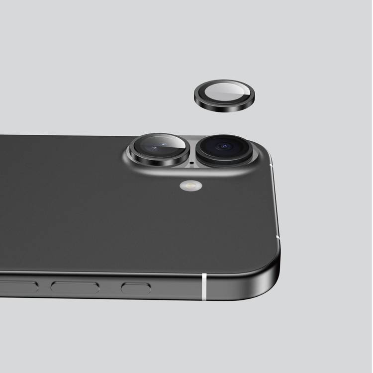 Green Lion HD Plus Camera Lens for iPhone 16 & 16 Plus, Anti-Glare Coating, Anti Scratch, Nano Absorbing, Anti-Fingerprint, Full Coverage, High Transparency - Black