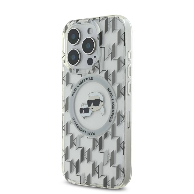 Karl Lagerfeld Magsafe IML Hard Case for iPhone 16 Pro Max with Karl & Choupette Heads, Slim Profile, Easy Snap-on, Drop Protection, Magsafe Compatible, Sustainable Packaging - Transparent