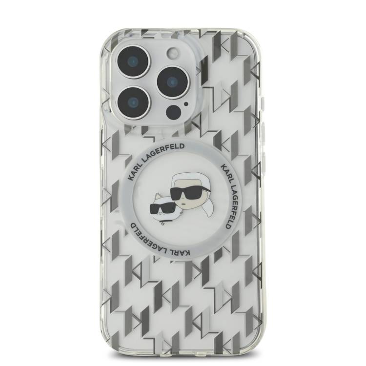 Karl Lagerfeld Magsafe IML Hard Case for iPhone 16 Pro Max with Karl & Choupette Heads, Slim Profile, Easy Snap-on, Drop Protection, Magsafe Compatible, Sustainable Packaging - Transparent