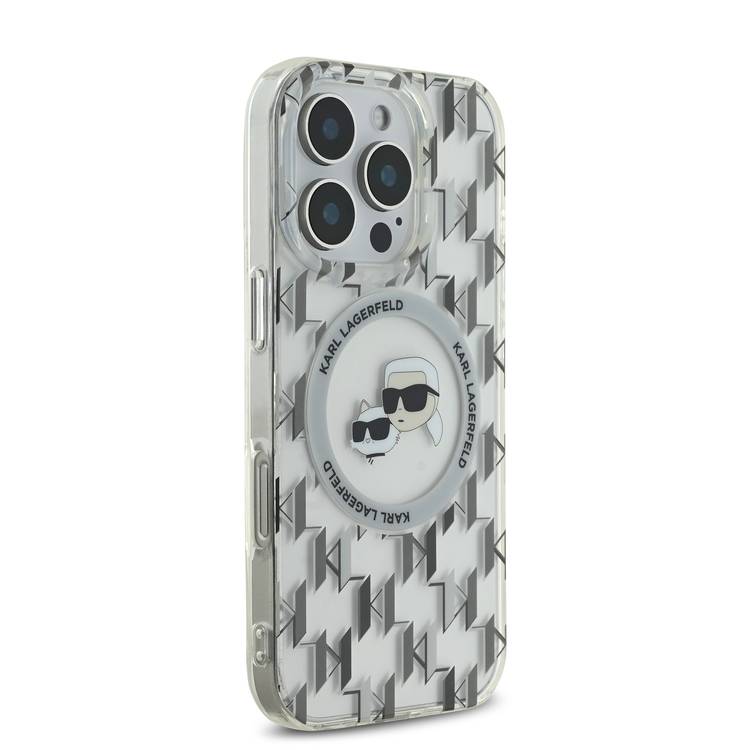Karl Lagerfeld Magsafe IML Hard Case for iPhone 16 Pro Max with Karl & Choupette Heads, Slim Profile, Easy Snap-on, Drop Protection, Magsafe Compatible, Sustainable Packaging - Transparent
