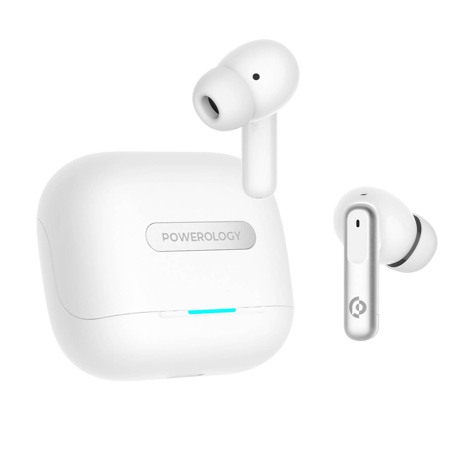 Shop Powerology Hybrid True Wireless Earbuds in UAE Bluetooth Version 5.3 White Color PWLAU010 WH
