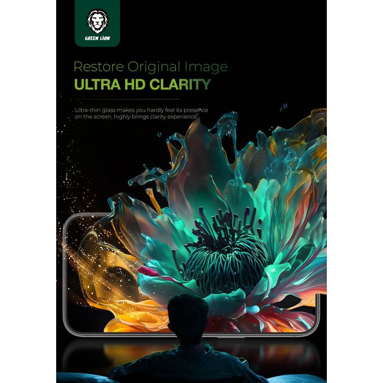 Green Lion 9H Steve HD Glass Protector for iPhone 16 Pro, Bubble Free, Highly Responsive, Anti Fingerprint, Anti Scratch - Clear