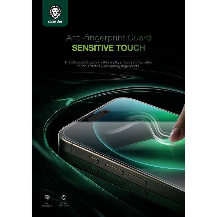Green Lion 9H Steve HD Glass Protector for iPhone 16 Pro, Bubble Free, Highly Responsive, Anti Fingerprint, Anti Scratch - Clear