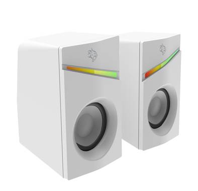 Porodo Gaming Stereo Gaming Speakers Volume Knob Control with Broad Compatibility, 6W Audio Output, 3.5mm  Audio Interface, 7 Colors Rainbow Lighting - White