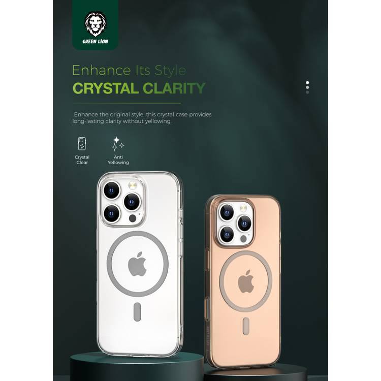 Green Lion MegSafe Delgado Case for iPhone 16 Pro, Camera Protection, Anti Scratch, Anti Fingerprint, Ultra Drop Protection, Ultra HD Clarity - Clear 