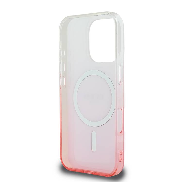 GUESS Magsafe IML Glitter Gradient Hard Case for iPhone 16 Pro Max, Slim Profile, Easy Snap-On, Drop Protection - Pink