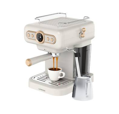 LePresso Coffee Machine with 1.2L Water Tank Capacity, 950W Rated Power, 15 Bars Pump Pressure, Washable Drip Tray, Steam Control - White
