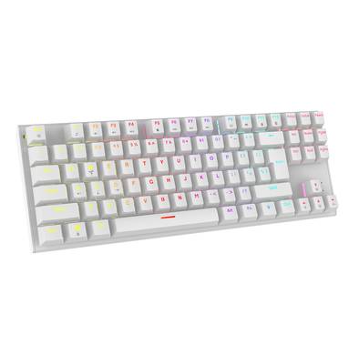 Porodo Gaming TKL Mechanical Keyboard with 87 English + Arabic Keys, Smooth Clicks Red Switch, 12 Light Modes RGB, 50 Million Clicks Lifespan, 25 Keys Anti-Ghosting, 1.5m PVC USB Cable - White