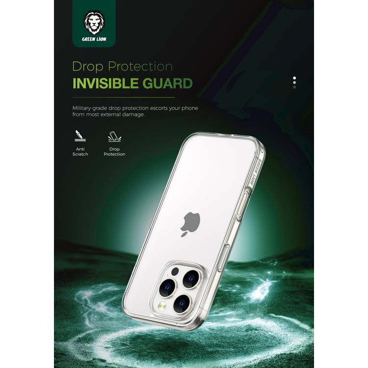 Green Lion Crystal Clear Case for iPhone 16 Plus, Anti Scratch, Crystal Clarity, Drop Protection, Anti Yellowing, Anti-Microbial, Precise Cutouts - Clear 