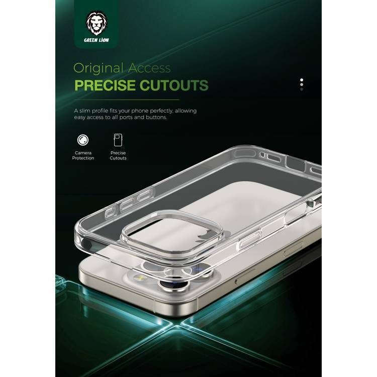 Green Lion Crystal Clear Case for iPhone 16 Plus, Anti Scratch, Crystal Clarity, Drop Protection, Anti Yellowing, Anti-Microbial, Precise Cutouts - Clear 