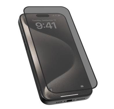 Levelo 3D Resin Glue High Silicone Aluminum Glass Privacy Screen Protector for iPhone 16 Pro Max, 3H Scratch Resistant, Auto-Exhaust, Oleophobic Coating, Waterproof, Explosion Proof - Black