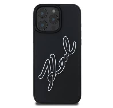 Karl Lagerfeld Hard Case with 3D Rubber Signature Logo for iPhone 16 Pro Max, Easy Snap On, Comfortable Grip - Black