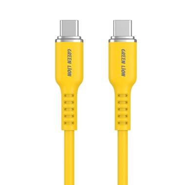 Green Lion USB-C to USB-C Silicone Cable 1m, 480Mbps Transfer Speed, 60W, Fast Charging & Sync, More than 10,000 Bends Life Span, Safe & Secure - Yellow