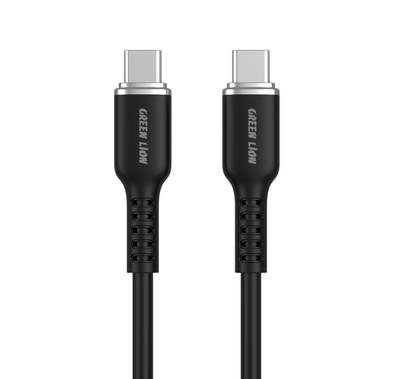 Green Lion USB-C to USB-C Silicone Cable 1m, 480Mbps Transfer Speed, 60W, Fast Charging & Sync, More than 10,000 Bends Life Span, Safe & Secure - Black