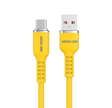 Green Lion USB-A to USB-C Silicone Cable 1m, 480Mbps Transfer Speed, 15W, Fast Charging & Sync, More than 10,000 Bends Life Span, Safe & Secure - Yellow