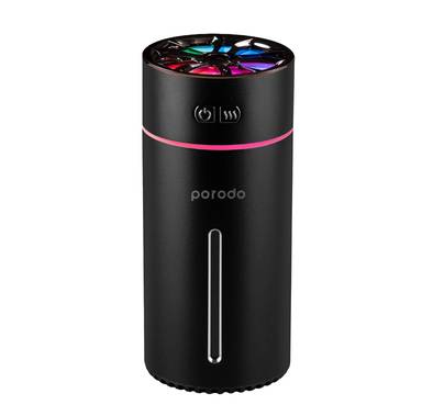 Porodo Lifestyle Portable Air Diffuser with Essential Oils & LED Lighting, 900mAh Battery, 300ml Water Tank Capacity,  Type-C Charging Port, 2W Power, 30-50ml/h Spray Volume - Black