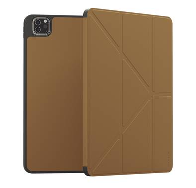 Levelo Elegante Hybrid Leather Case for iPad Pro 13" (2024), Vertical Orientation & Horizontal Positioning, Shock Absorbent Bumper Case, 360° Protection, Easy Snap-On, Accurate Cut-Outs - Brown