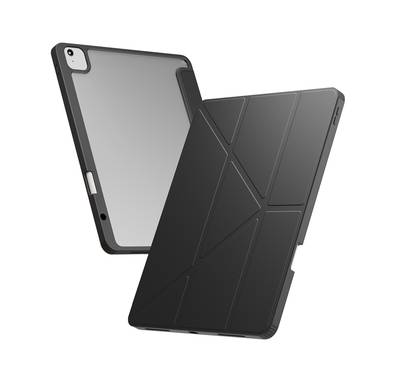 Levelo Conver Clear Back Hybrid Case for iPad Air 11", Lightweight Design, Precise Cut-Outs, Easy Snap-On - Black 