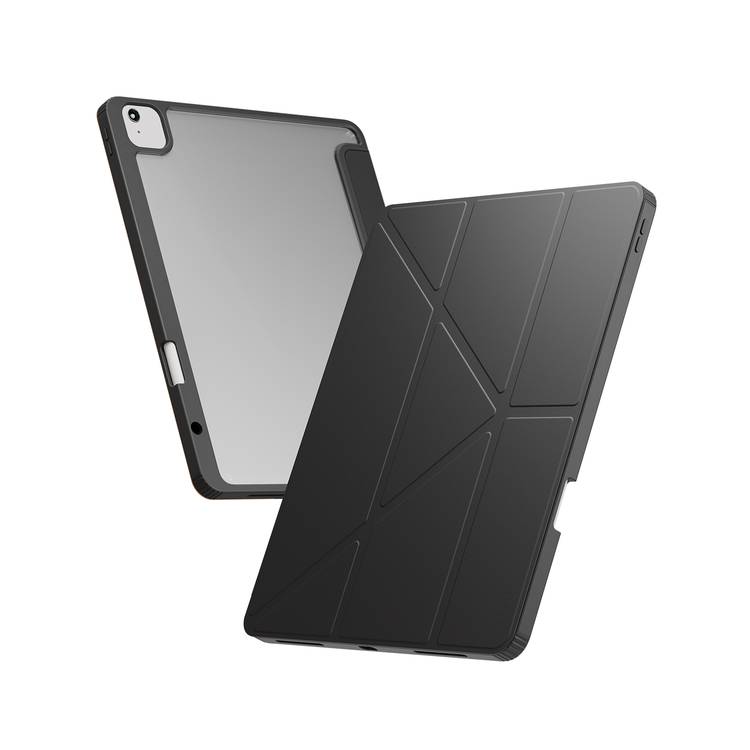 Levelo Conver Clear Back Hybrid Case for iPad Air 11", Lightweight Design, Precise Cut-Outs, Easy Snap-On - Black 