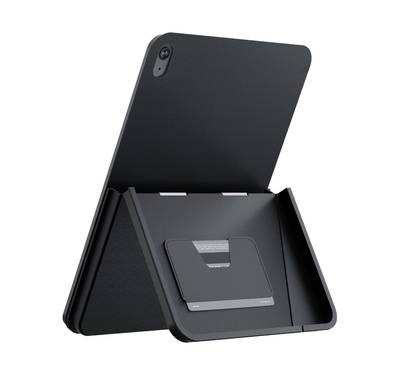 Levelo Omni 4 In-1 Case with Built-In Hand-Grip for iPad Air 11", Strong Magnetic Hold, Pen Slot Holder, Card Holder - Black 