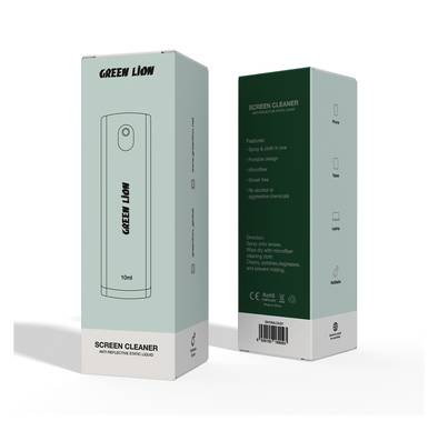 Green Lion Screen Cleaner 10mL, Spray & Cloth in One, Portable Design,  Refillable & Resilient, Streak Free, Ease of Use - Gray