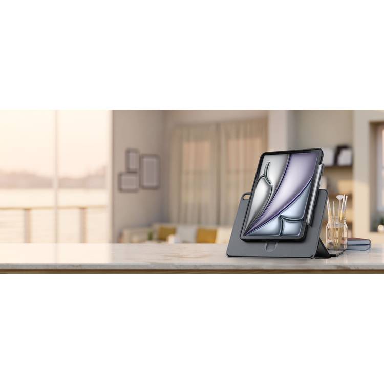 Levelo Converge Detachable Case for iPad Air 11"/10.9", Detachable iPad Case , 360° Elevated Slide, Split Magnetic Type, Pen Slot Included, Linear Rail Design, TPU+PC Material, Full Rotaion - Black