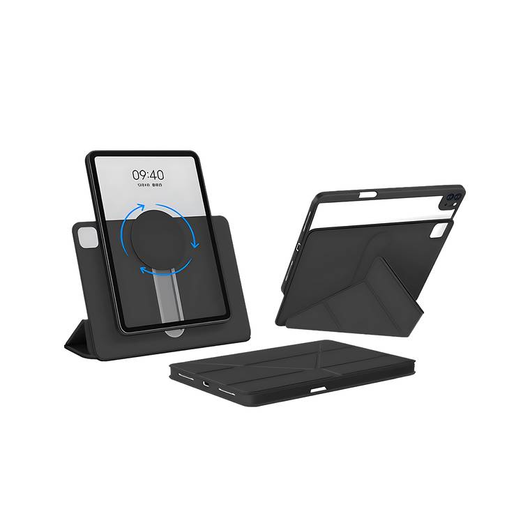 Levelo Converge Detachable Case for iPad Air 11"/10.9", Detachable iPad Case , 360° Elevated Slide, Split Magnetic Type, Pen Slot Included, Linear Rail Design, TPU+PC Material, Full Rotaion - Black