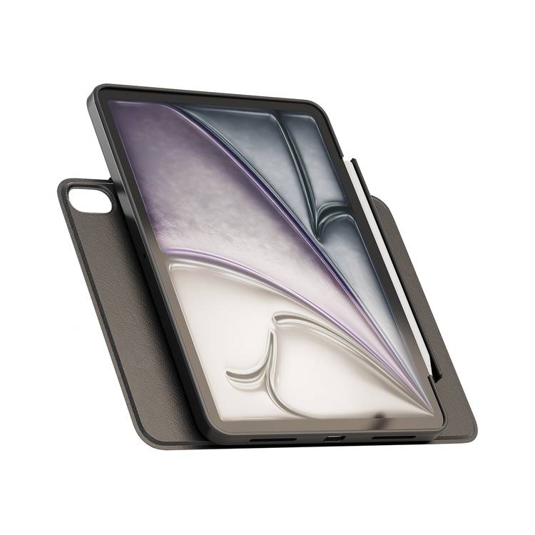 Levelo Converge Detachable Case for iPad Air 11"/10.9", Detachable iPad Case , 360° Elevated Slide, Split Magnetic Type, Pen Slot Included, Linear Rail Design, TPU+PC Material, Full Rotaion - Black